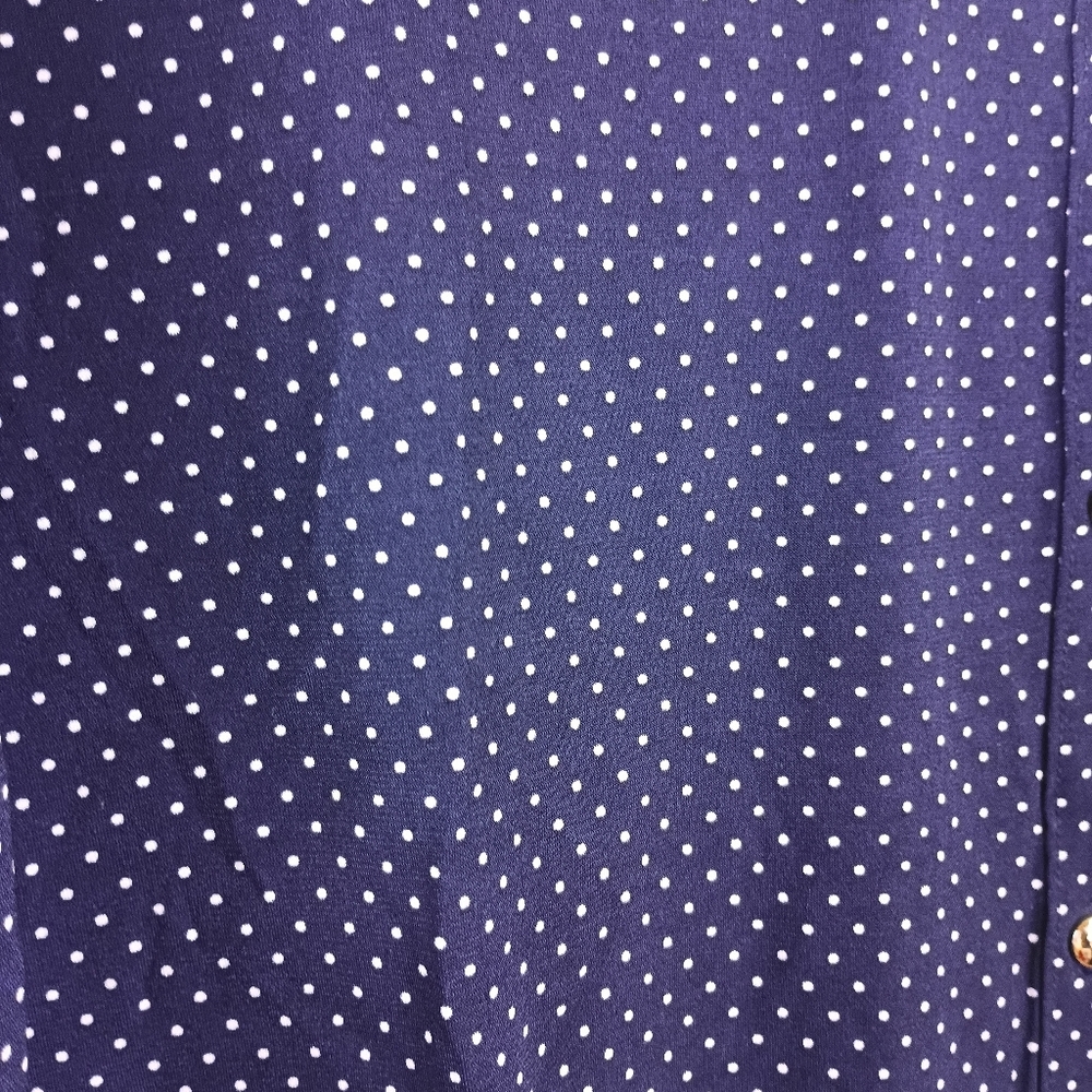 Croft & Barrow size L button up black top w white dots short sleeve blouse - Picture 3 of 11